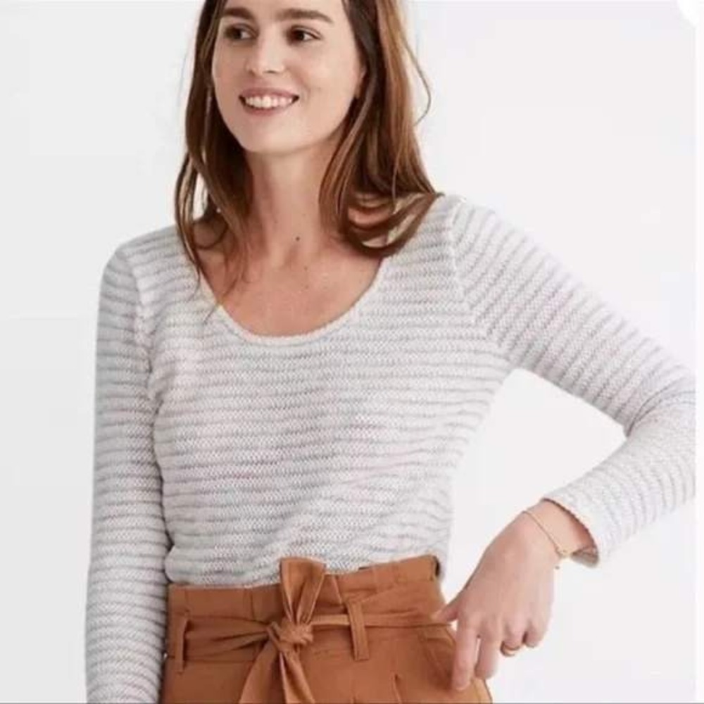 Madewell Womens Space-Dye Stripe Scoop Neck Pullover Sweater Knit Top XL AF983 - Picture 15 of 15